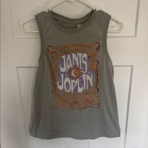 Janis Joplin Graphic Muscle Tee - Gray